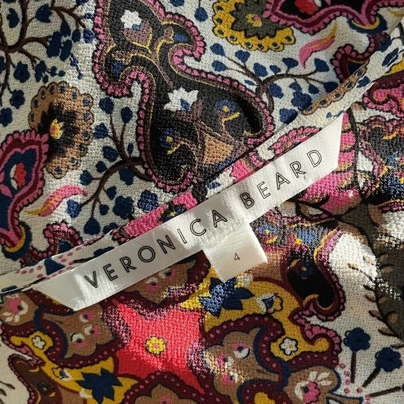 VERONICA BEARD | Sura Printed Crepe de Chine Blouse in Multicolor | Size 4 - Picture 9 of 13